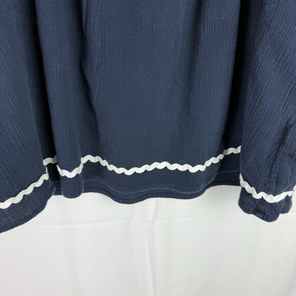 J Crew‎ Women’s Rick rack Navy Blouse Size S 100% Cotton Summer - Picture 5 of 15